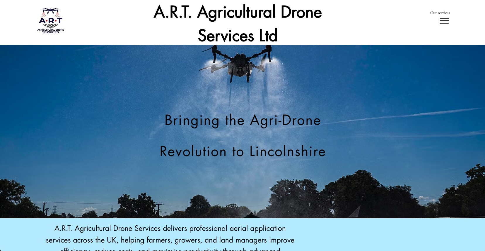 Screenshot of A.R.T. Agricultural Drone Services Ltd website